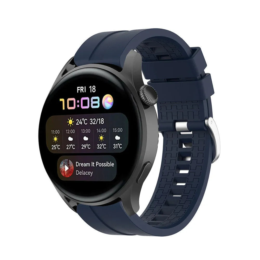 Silicone Strap 'Extreme', dark blue, on a watch, 3/4 front view