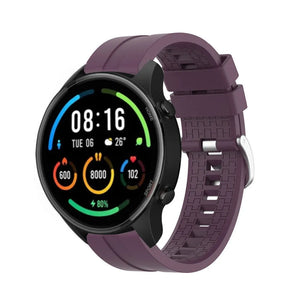 Silicone Strap 'Extreme', purple, on a watch, 3/4 front view
