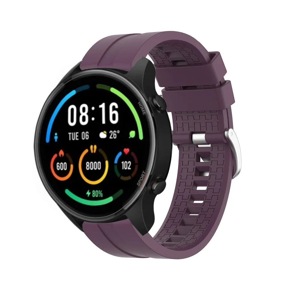 Silicone Strap 'Extreme', purple, on a watch, 3/4 front view
