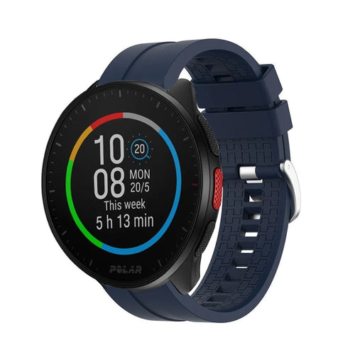 Silicone Strap 'Extreme', dark blue, on a watch, 3/4 front view