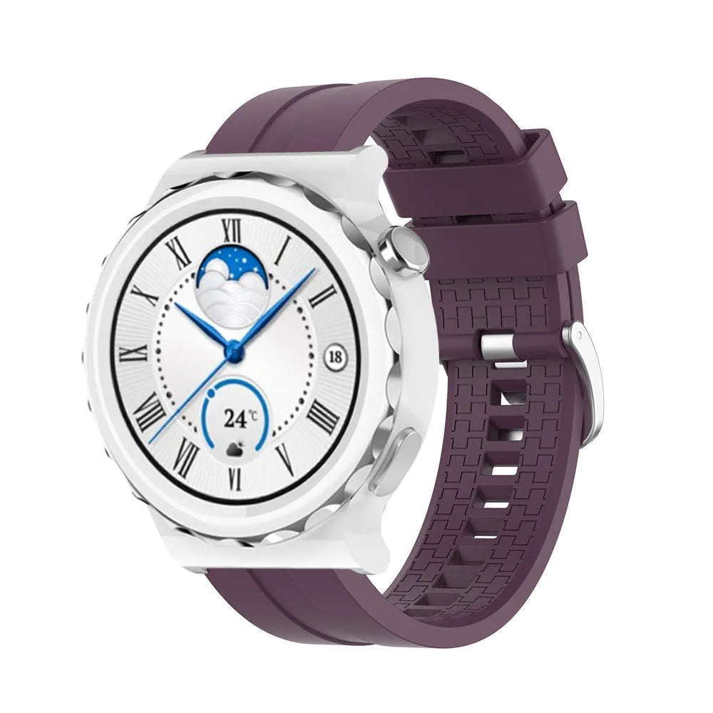 Silicone Strap 'Extreme', purple, on a watch, 3/4 front view