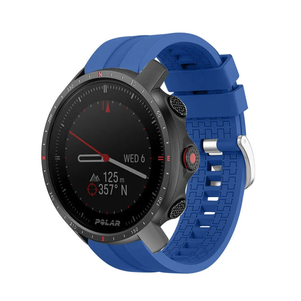 Silicone Strap 'Extreme', blue, on a watch, 3/4 front view