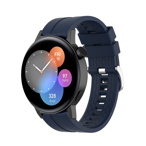 Silicone Strap 'Extreme', dark blue, on a watch, 3/4 front view
