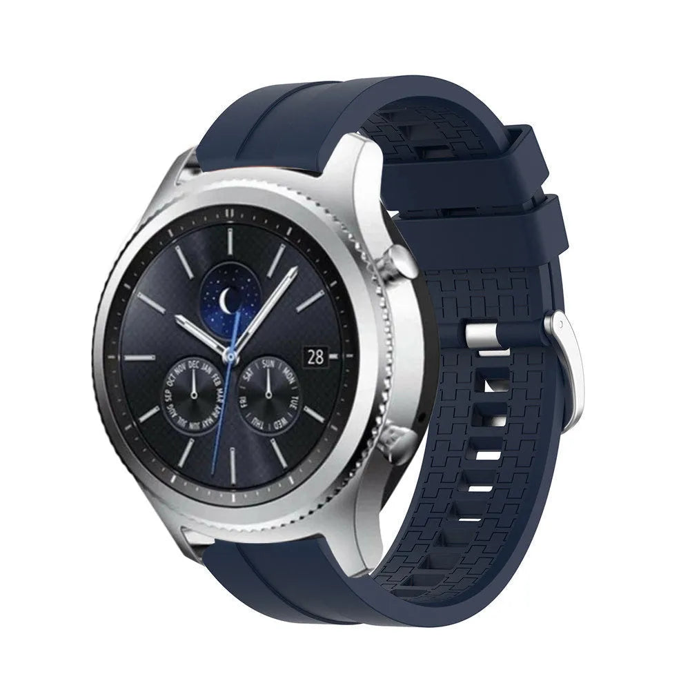 Silicone Strap 'Extreme', dark blue, on a watch, 3/4 front view