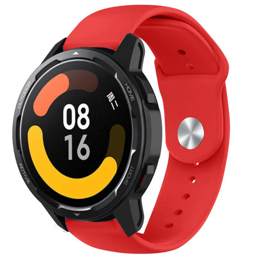 Silicone Sport Strap, red, on a watch, 3/4 front view