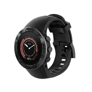 Silicone Strap, black, on a watch, 3/4 front view