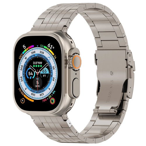 Titanium Strap 'Duo', grey, on a watch, 3/4 front view