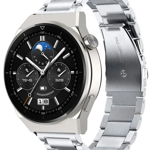 Titanium Strap, silver, on a watch, 3/4 front view