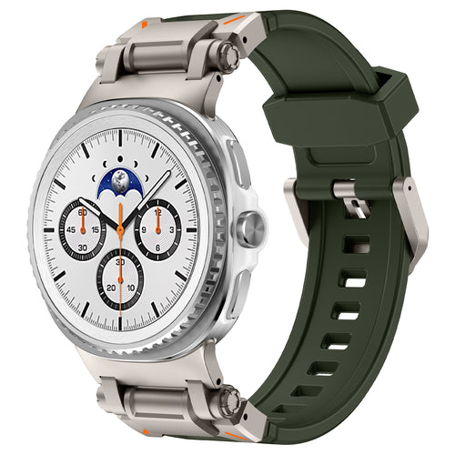 Samsung Galaxy Watch 9 - 44mm Silicone Strap 'Explorer' (Green with Titanium)