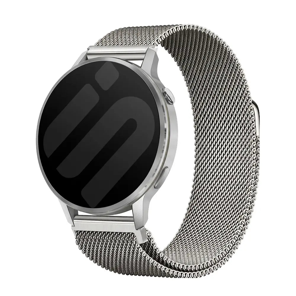 Milanese Strap, titanium, on a watch, 3/4 front view