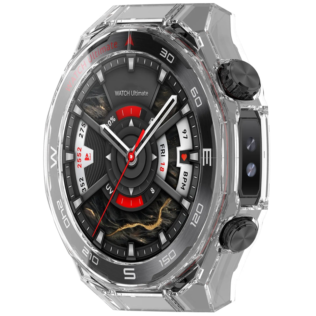 Huawei Watch Ultimate PC case met glas (transparant)
