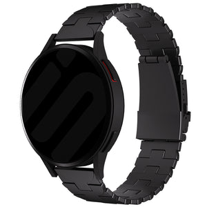 Butterfly Titanium Strap, black, on a watch, 3/4 front view