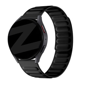 Nylon Magnetic Woven Strap, black, on a watch, 3/4 front view