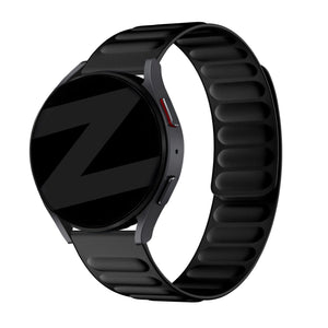 Nylon Magnetic Woven Strap, black, on a watch, 3/4 front view