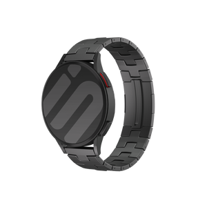 Titanium Grain Strap (Flat Clasp), graphite, on a watch, 3/4 front view