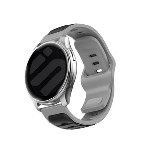 Outdoor Duo Silicone Strap, black/grey, on a watch, 3/4 front view