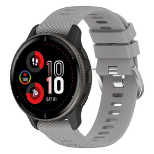 Silicone Strap, light grey, on a watch, 3/4 front view