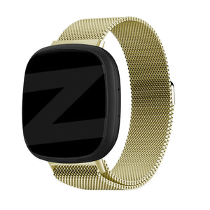 Milanese Loop Strap, gold, on a watch, 3/4 front view