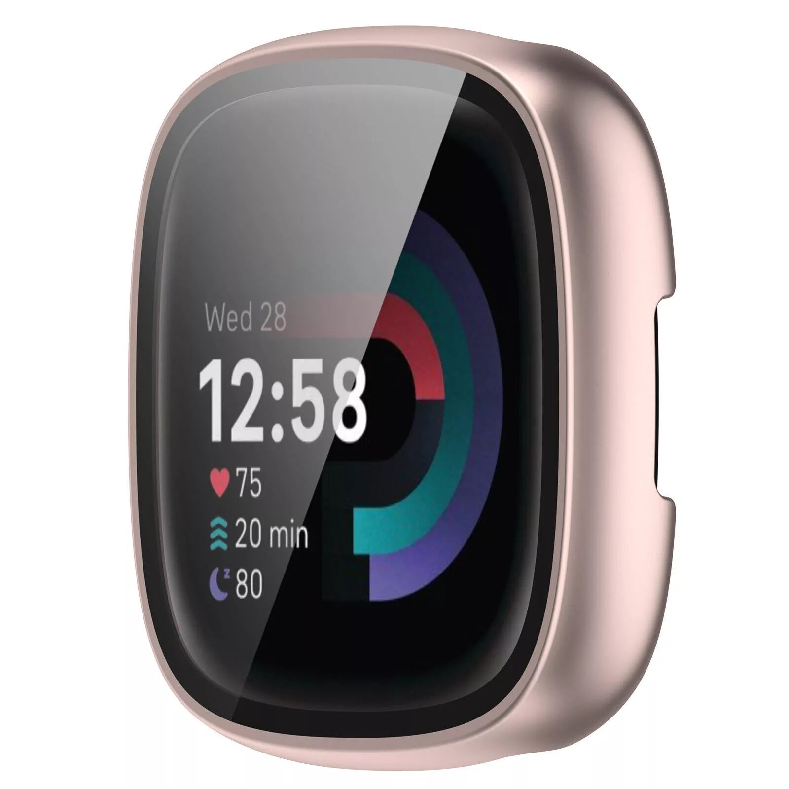 Fitbit Versa 4 / Sense 2 hard case met glas (rosé goud)