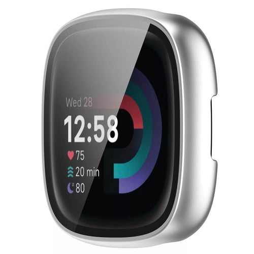 Fitbit Versa 4 / Sense 2 hard case met glas (zilver)