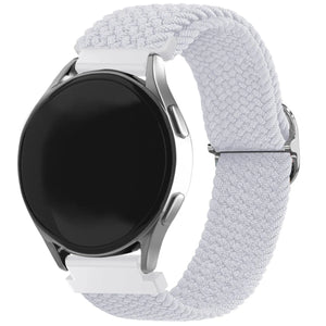 Nylon Adjustable Braided Strap, white, on a watch, 3/4 front view
