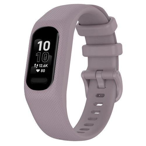 Silicone Strap, lavender, on a watch, 3/4 front view