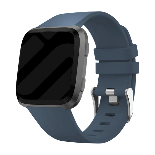 Silicone Strap, grey-blue, on a watch, 3/4 front view