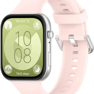 Silicone Strap, light pink, on a watch, 3/4 front view