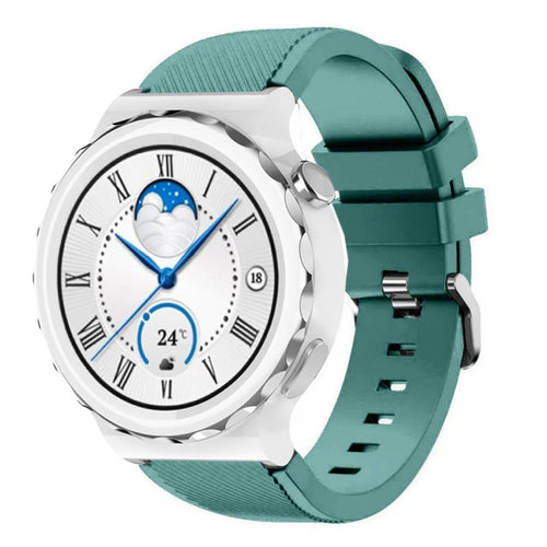 Twill Silicone Strap, viridian, on a watch, 3/4 front view