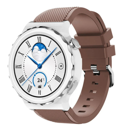 Twill Silicone Strap, brown, on a watch, 3/4 front view