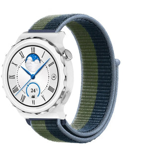 Nylon Strap, moss green, on a watch, 3/4 front view