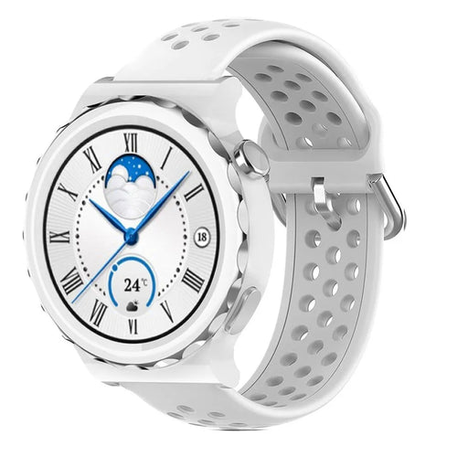 Breathable Silicone Strap, white, on a watch, 3/4 front view