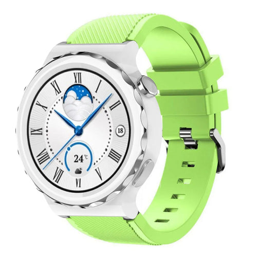 Twill Silicone Strap, light green, on a watch, 3/4 front view