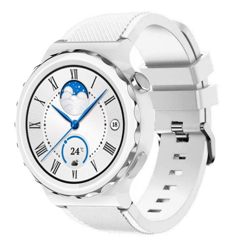 Twill Silicone Strap, white, on a watch, 3/4 front view