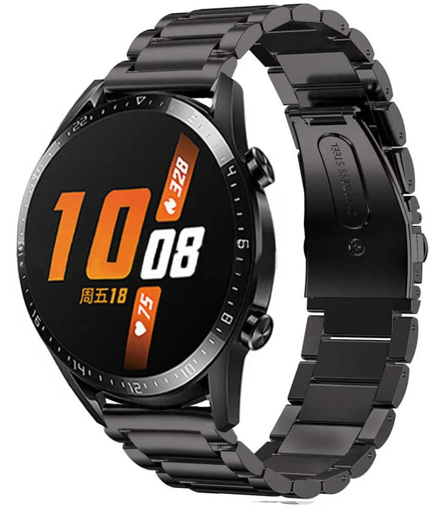Titanium Strap, black, on a watch, 3/4 front view