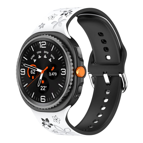 Flower Silicone Strap, on a watch, 3/4 front view