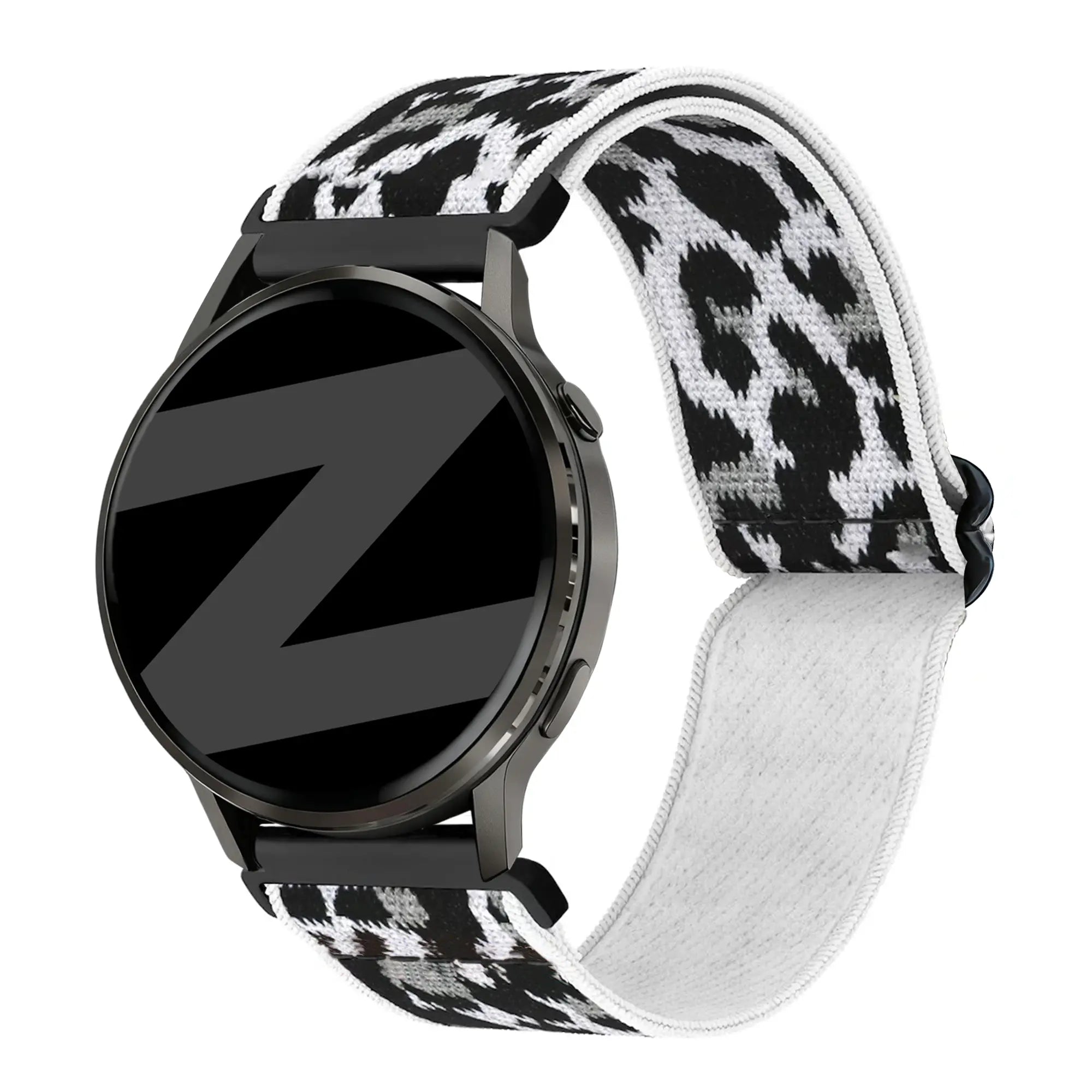 Bandz Garmin Forerunner 255s Elastische nylon band (white leopard)