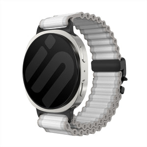 Samsung Galaxy Watch 9 - 40mm outdoor nylon band met P-buckle (wit met zwart)