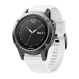 Silicone Strap, white, on a watch, 3/4 front view