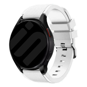 Twill Silicone Strap, white, on a watch, 3/4 front view