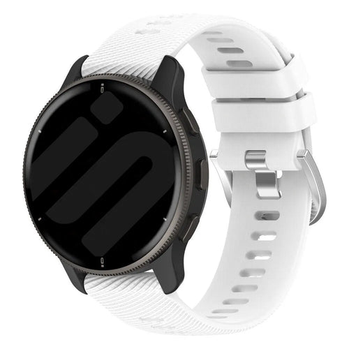 Silicone Strap, white, on a watch, 3/4 front view