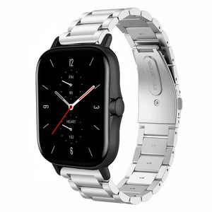 Steel Strap, silver, on a watch, 3/4 front view