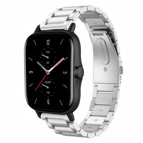 Steel Strap, silver, on a watch, 3/4 front view