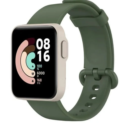 Silicone Strap, dark green, on a watch, 3/4 front view