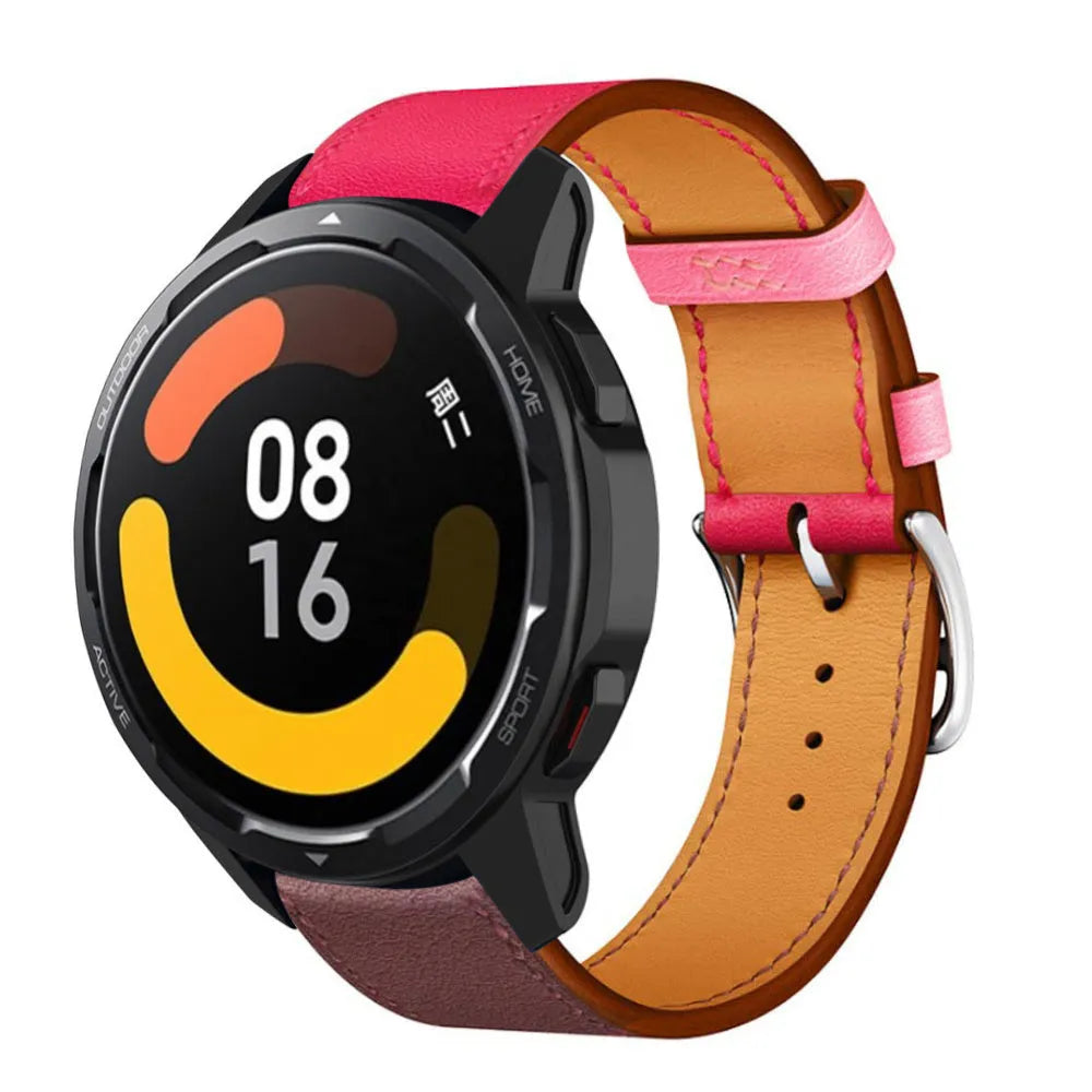 Leather Strap 'Duo', on a watch, 3/4 front view