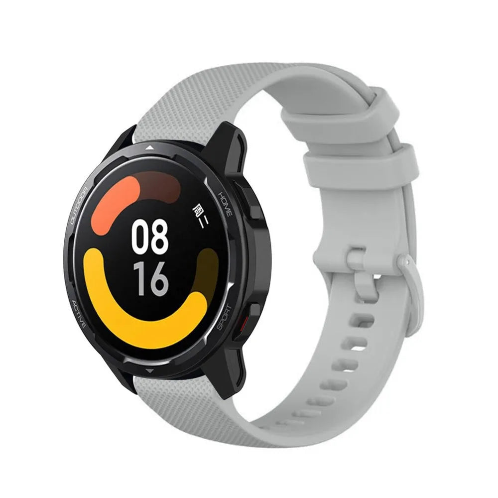 Premium Silicone Strap, grey, on a watch, 3/4 front view