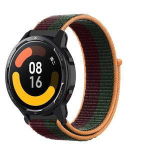 Nylon Strap, dark cherry, on a watch, 3/4 front view