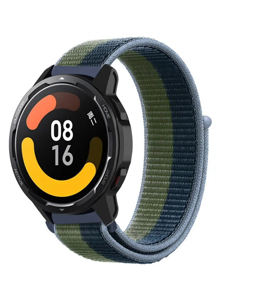 Nylon Strap, moss green, on a watch, 3/4 front view