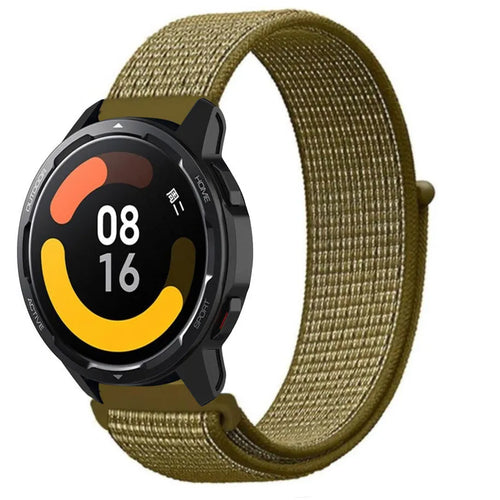 Nylon Strap, olive, on a watch, 3/4 front view