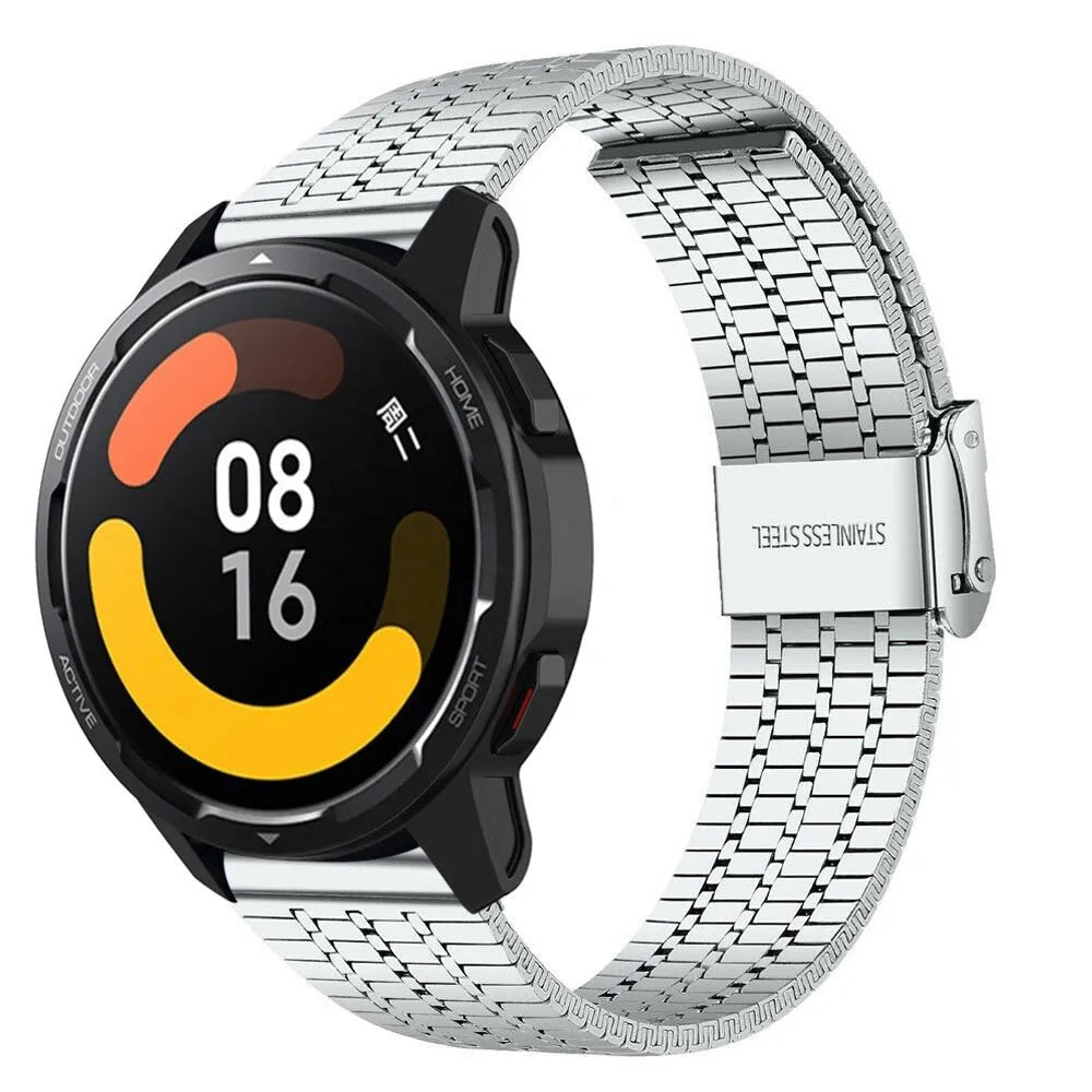 Fine Steel Strap, silver, on a watch, 3/4 front view